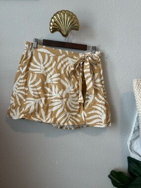 a new day Tan & White Tropical Tie-Waist Skirt
